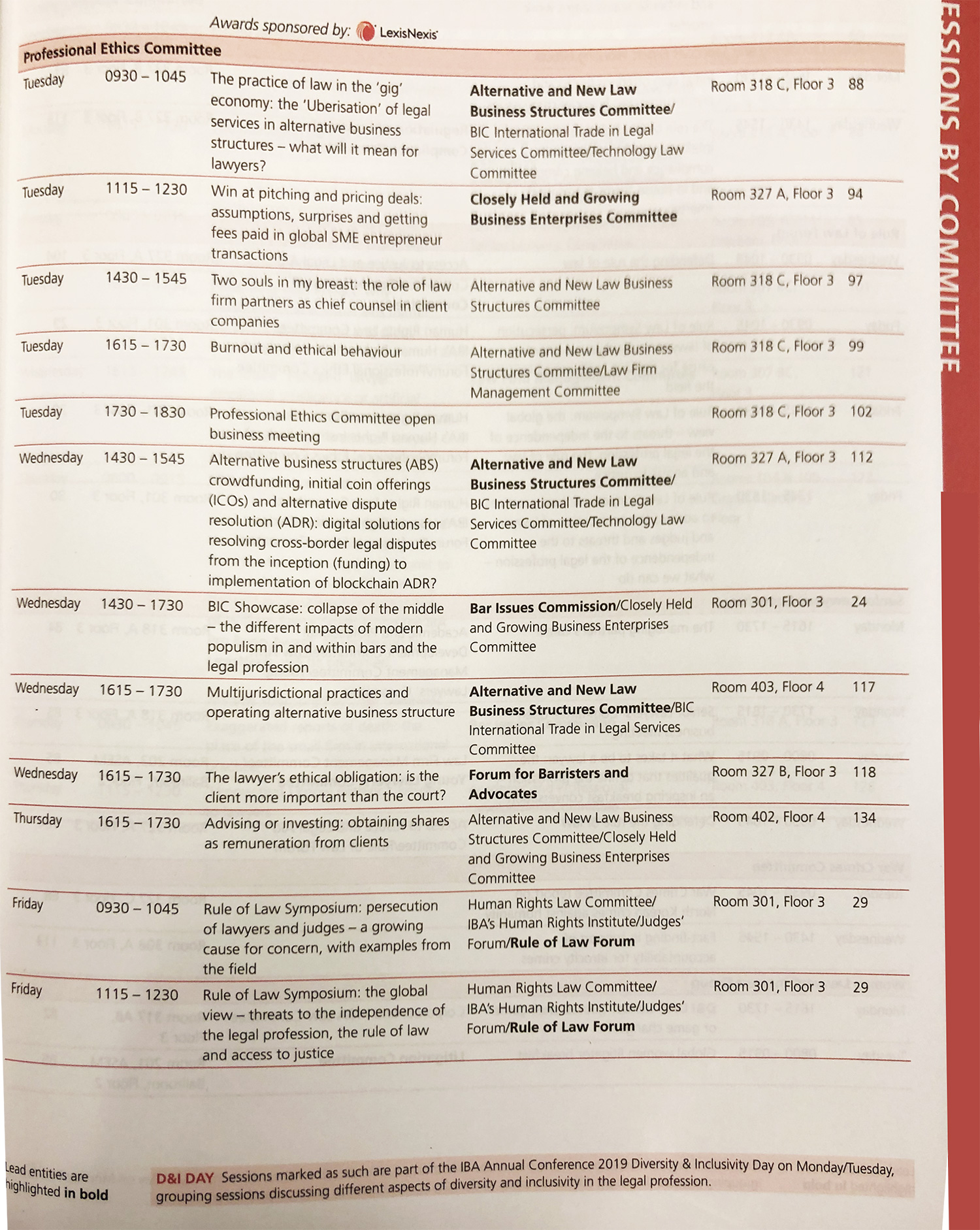 IBA Professional Ethics Committee list